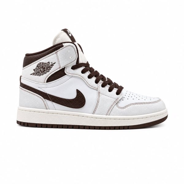 کفش و کتانی مردانه ساقدار مدل NIKE JORDAN 1 رنگ سفید قهوه ایی کد 2446