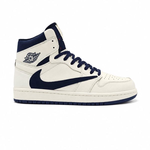 کفش و کتانی مردانه ساقدار مدل NIKE JORDAN 1 رنگ کرم سرمه ای کد 2327