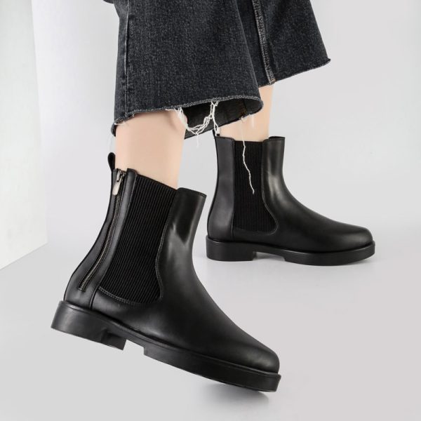 بوت و نیم بوت زنانه و دخترانه مدل دو بر کش بغل زیپ رنگ مشکی کد M665