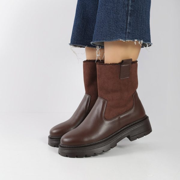 بوت و نیم بوت زنانه و دخترانه مدل بغل کش بغل زیپ رنگ قهوه ای کد M820